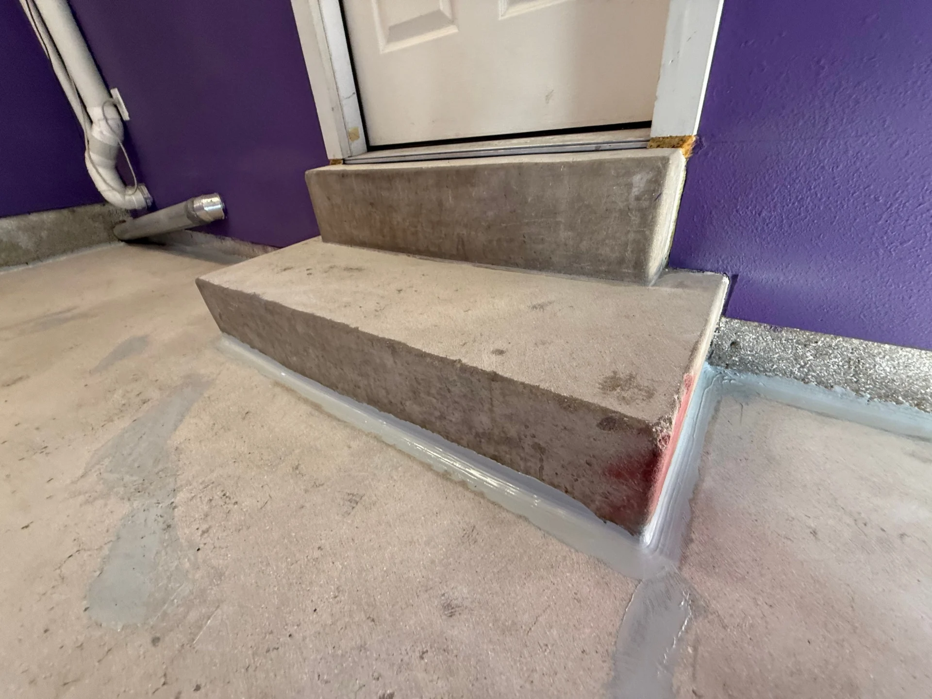 Concrete steps sealed with sealant